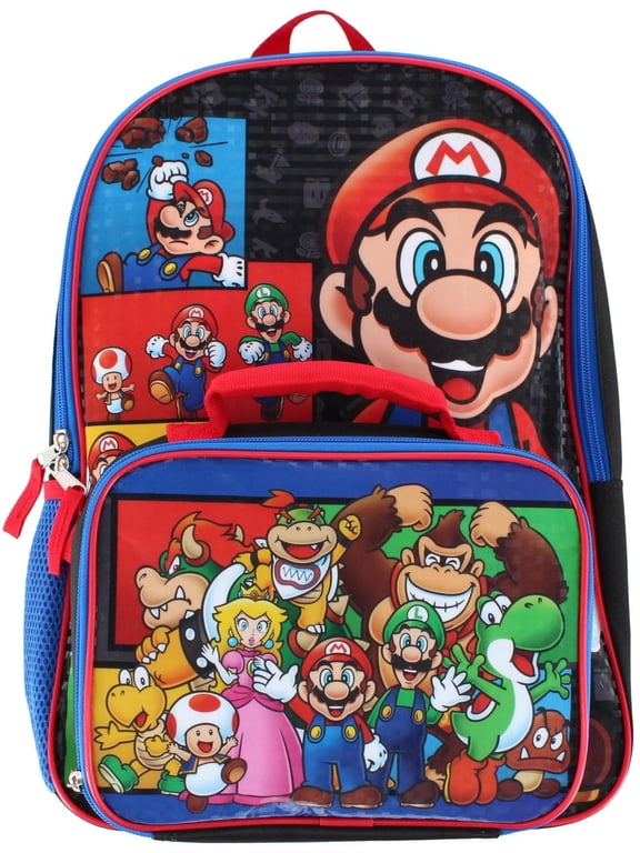 U.P.D., INC Boy's Super Mario & Friends 16 Inch Backpack and Lunchbox Set