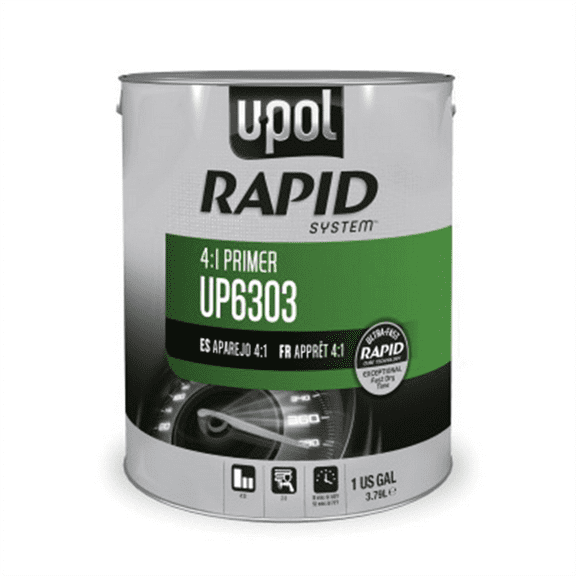 U Pol Products RAPID SYSTEM UP6303 2K High Solids Rapid Cure Primer, 1 gal Tin, Gray, 4:1 Mixing