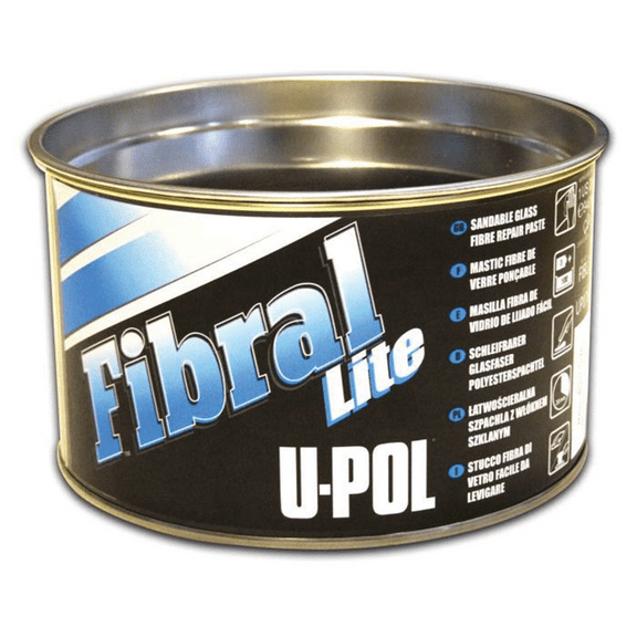 U Pol Products FIBRAL LITE UP0766 Lite Fiber Glass Filler, 1 qt Tin, Yellow, Fibrous/Paste