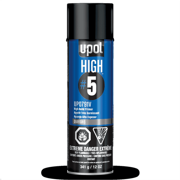 U Pol Products UP0791V HIGH #5 High-Build Primer, 450 mL, Gray, 21.5 sq-ft Coverage, 60 min Dry Curing