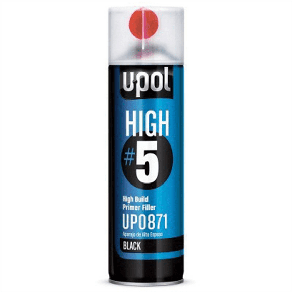 U Pol Products HIGH#5 UP0871 High Build Primer, 450 mL Aerosol Can, Black, 21.5 sq-ft Coverage