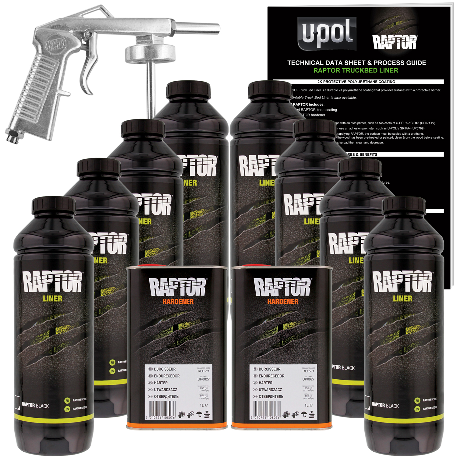 U-POL Raptor Black Urethane Spray-On Truck Bed Liner Spray Gun, 8 Liters - image 1 of 7