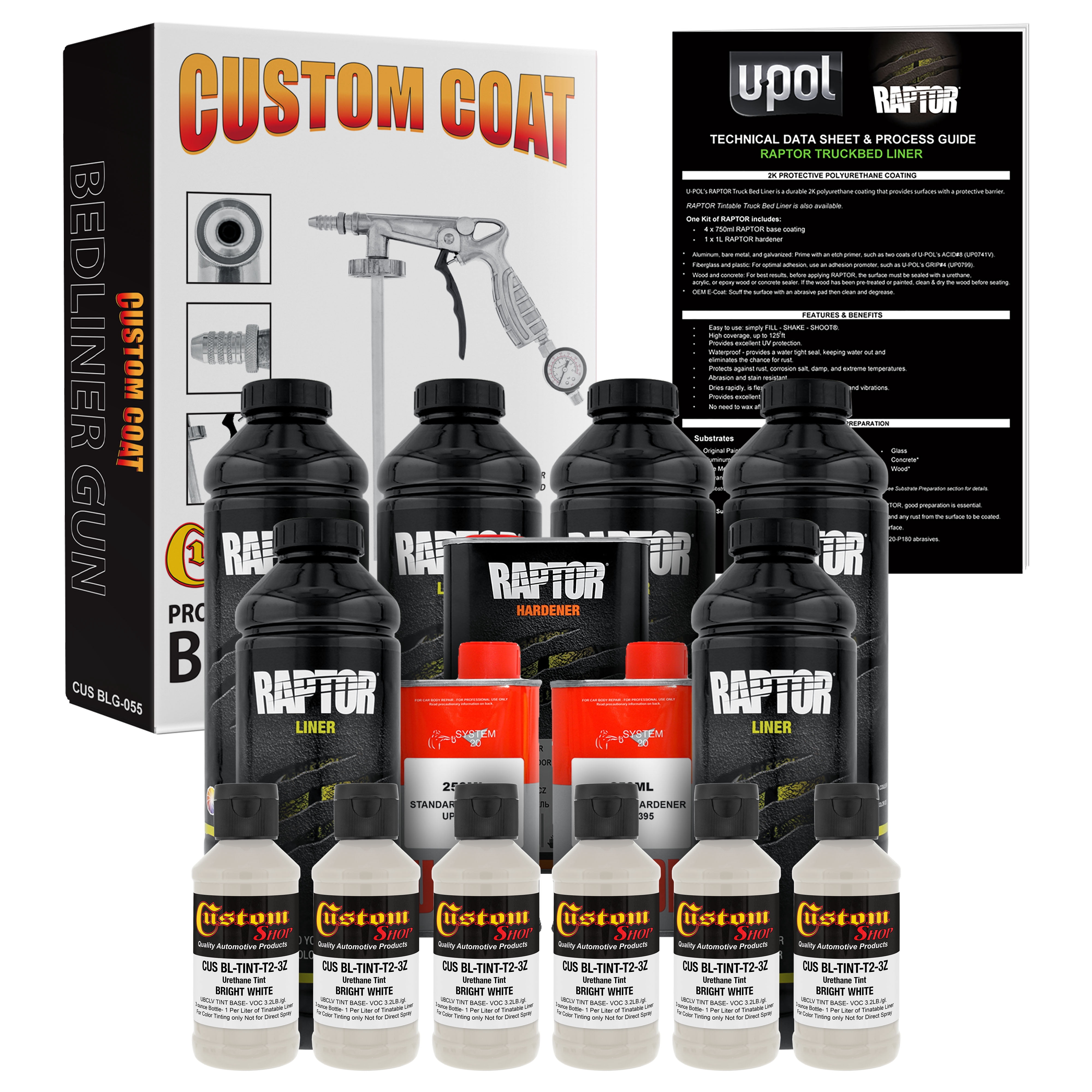 Custom Shop U-POL Raptor Bright White Urethane Truck Bed Liner Kit