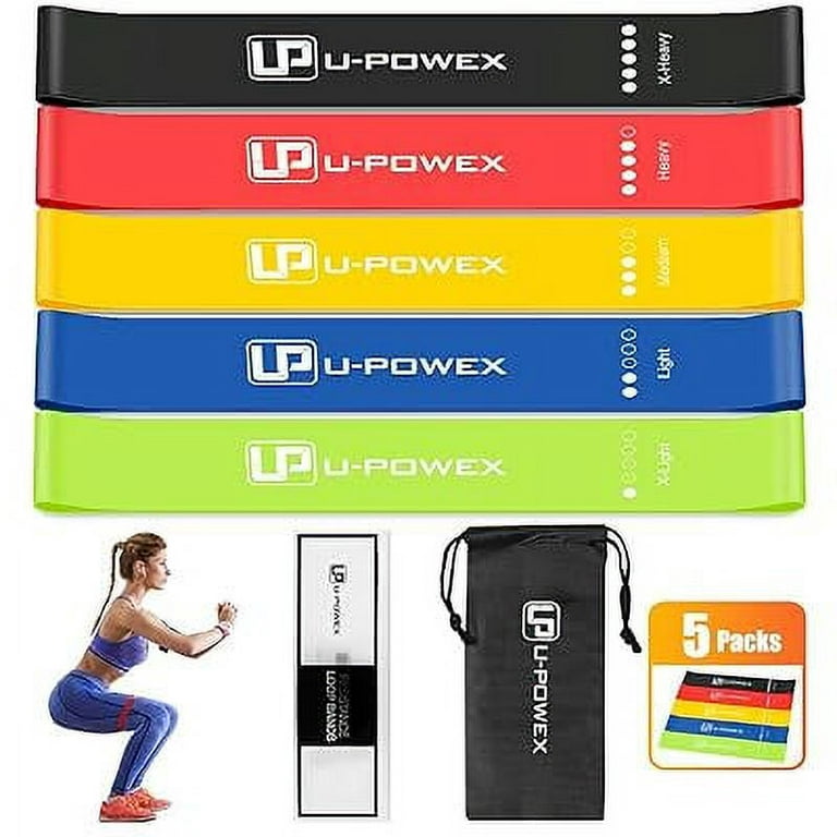 U POWEX Resistance Loop Bands Set of 5 Premium Latex Mini Exercise Bands for Stretching Yoga Strength Training Home Fitness Physical Therapy