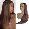 thumbnail image 1 of U Part Wig Human Hair for Black Women Brazilian Straight Human Hair No Lace U Shape Half Wig Glueless 150% Density Wigs Hair Extension with Clips 24 inches Long, 1 of 9