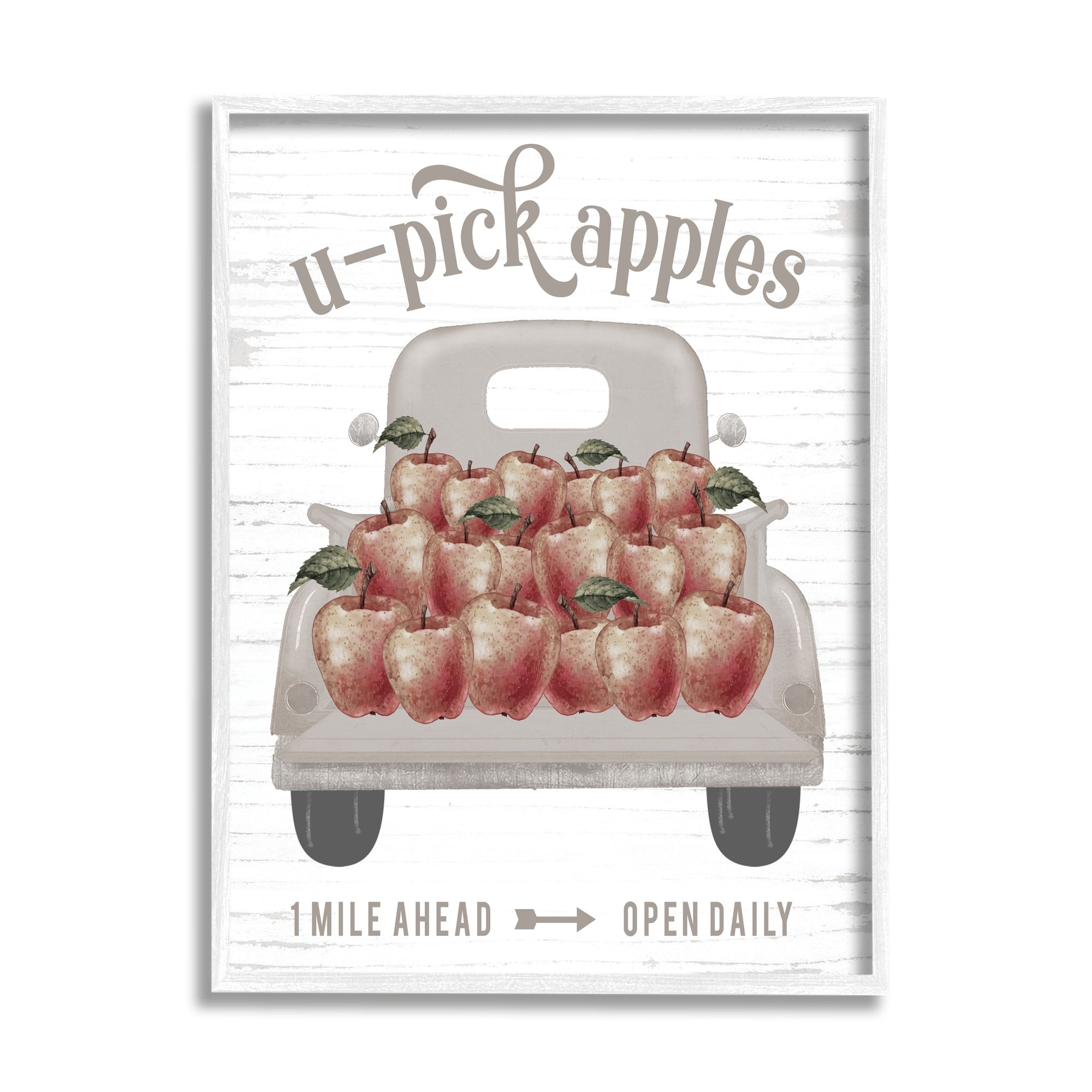 U-Pick Apples Autumn Harvest Truckload Rustic Sign Transportation Graphic Art Framed Art Print Wall Art