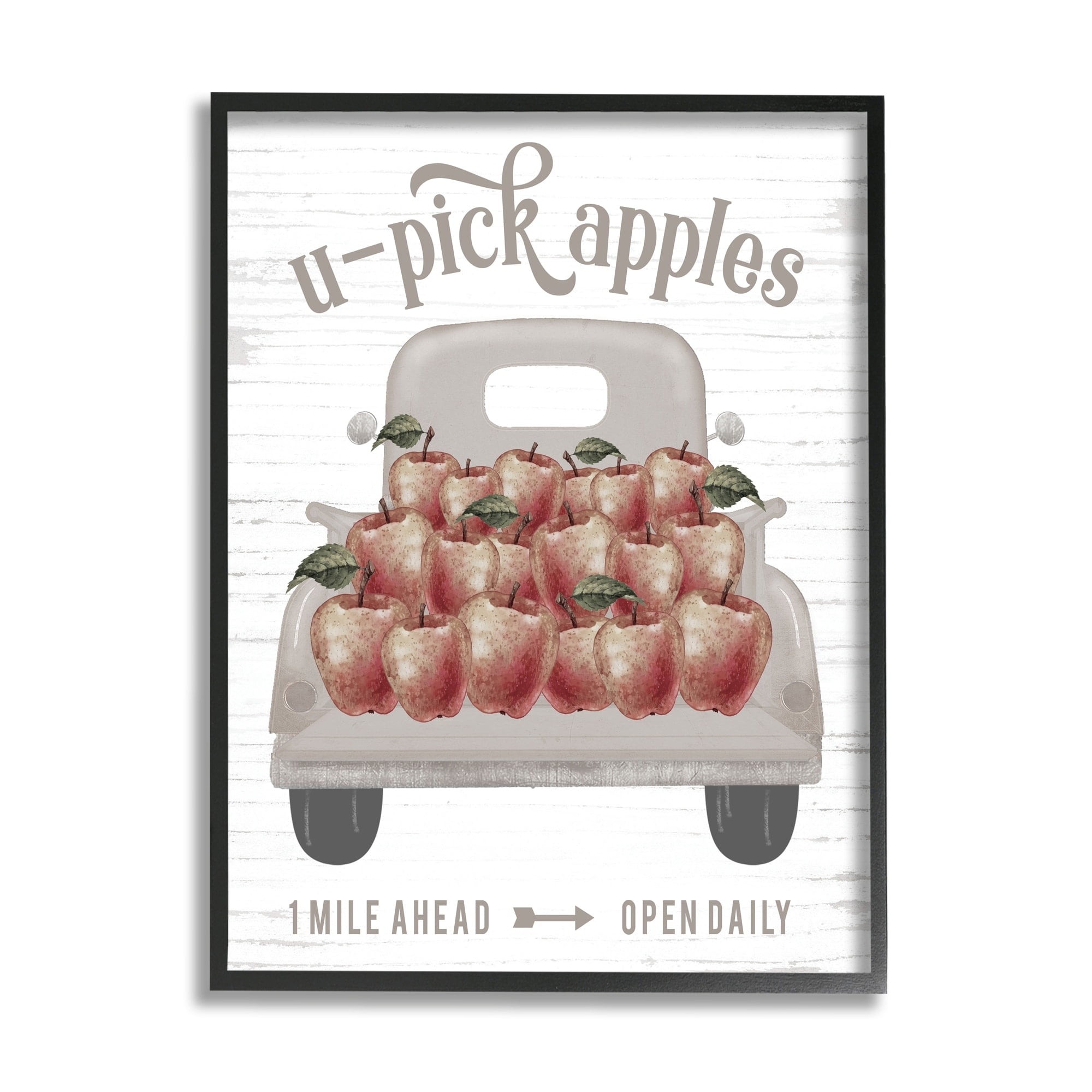 U-Pick Apples Autumn Harvest Truckload Rustic Sign Transportation Graphic Art Framed Art Print Wall Art
