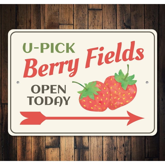 U-Pick Berries Novelty Sign, Metal Wall Decor - 10x14 inches