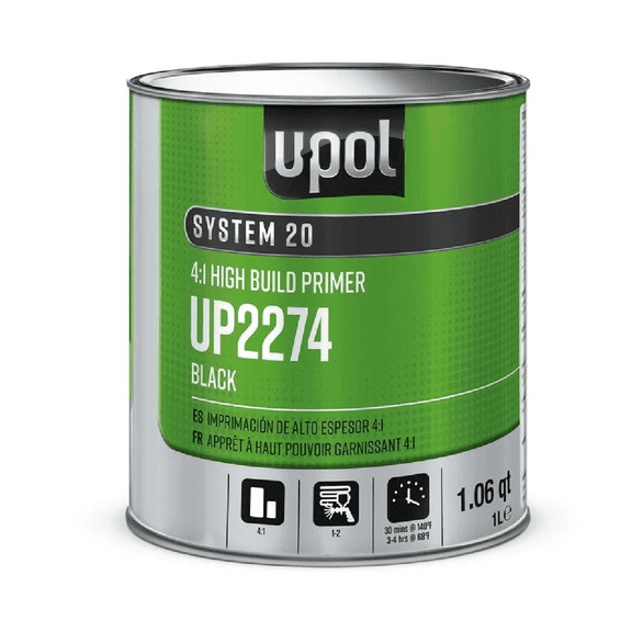 U Pol Products SYSTEM 20 National Rule 4:1 High Build Primer - 1 Liter Tin - Black