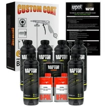 U-Pol Raptor Black Urethane Spray-On Truck Bed Liner 6 Quart Kit and Custom Coat Spray Gun with Regulator