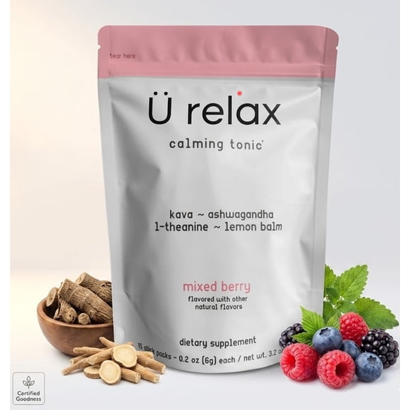 U Relax Calming Drink Mix Mixed Berry, 3.2 oz Packets (15 Pack)