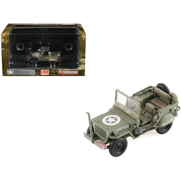 U.S. 1/4 ton Military Vehicle Olive Drab "War Eagle" (1945) US Army "Ground Power Series" 1/72 Diecast Model by Hobby Master