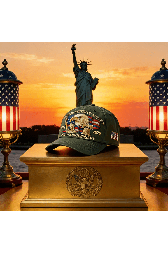 U.S. 250 Years Embroidered Commemorative Cap, Adjustable Retro Washed Patriotic Baseball Hat, Tribute Anniversary Cap for Men Women, Army Green