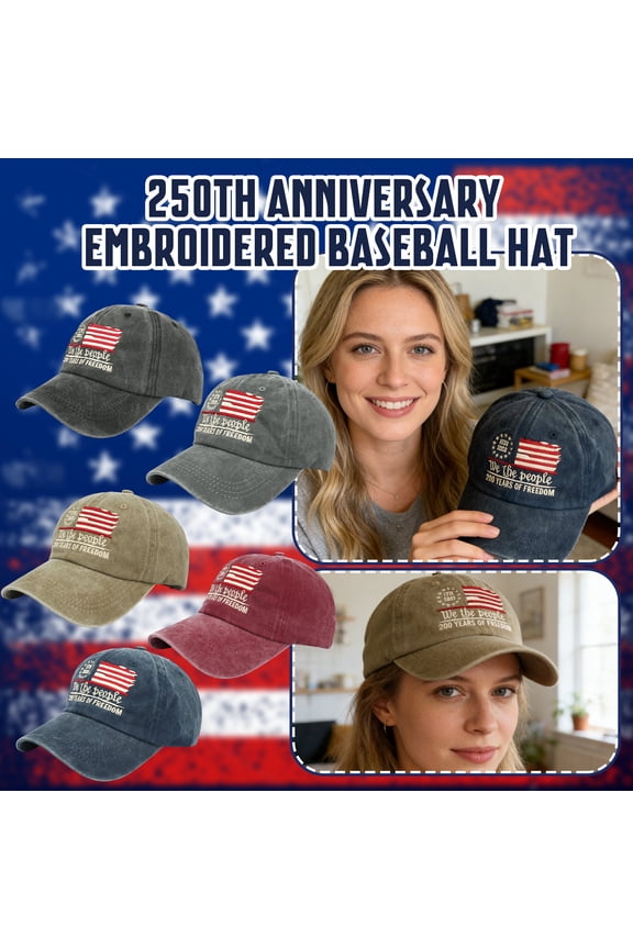 U.S. 250th Anniversary 250 Years Freedoms 1776-2026 Baseball Hats Funny with Vintage Washed Finish And We The People Embroidery Black
