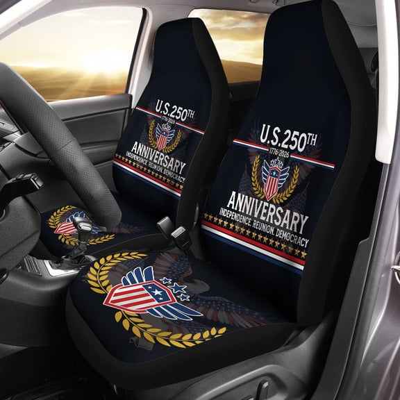 U.S. 250th Anniversary Car Seat Covers, American Eagle Patriotic Seat Covers, Independence 1776-2026 Auto Seat Protector