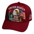 thumbnail image 1 of U.S. 250th Anniversary Celebration Hat - Adjustable Bald Eagle Print Patriotic Baseball Cap for Men Women - Red Plus Size, 1 of 6