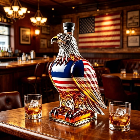 U.S. 250th Anniversary Commemorative Decorations, Eagle Whiskey Glasses Bottle, Eagle Shape Whiskey Decanter, Unique Decorative Glass Decanter, Ideal Independence Day Gift for Dad & Veterans