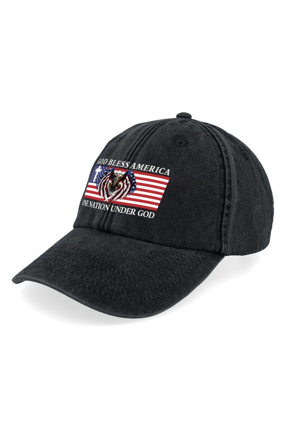 U.S. 250th Anniversary Commemorative, Eagle With Cross Graphics God bless America Retro Washed Patriotic Cap,Commemorative Baseball Cap (offset printing)
