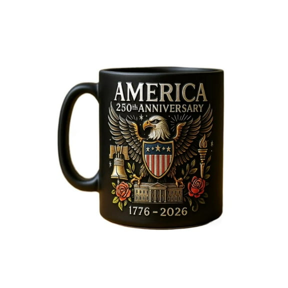 U.S. 250th Anniversary Commemorative Mug – 11oz Marine Corps, Army & Navy, 3D Eagle & Flag Design, Patriotic Collectible