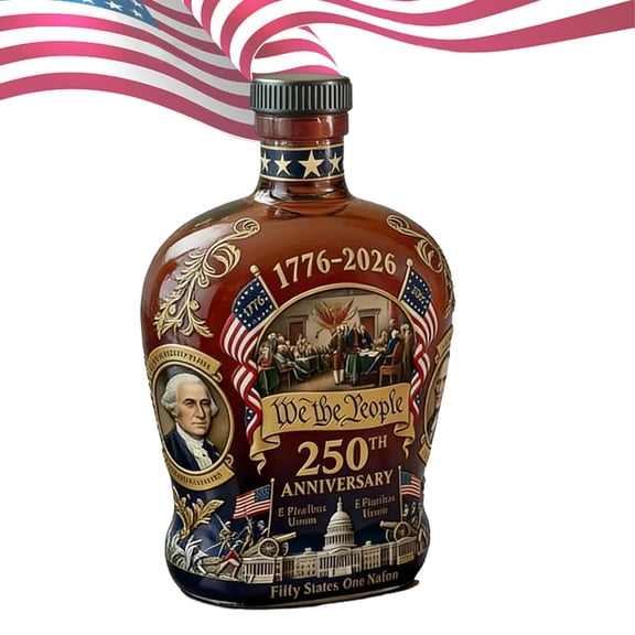 U.S. 250th Anniversary Commemorative Whiskey Bottle, 12oz 250 Anniversary Whiskey Bottle, America 250th Anniversary We The People Heritage Whiskey Glass, for Liquor Scotch Bourbon or Wine