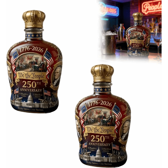 U.S. 250th Anniversary Commemorative Whiskey Bottle, 250 Anniversary Whiskey Bottle, 250th Anniversary Personal Reserve for Liquor Scotch Bourbon or Wine, Father's Day Patriotic Gift