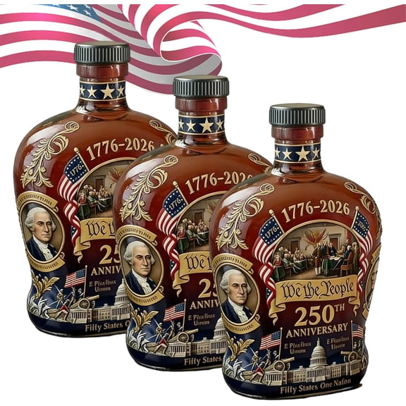 U.S. 250th Anniversary Commemorative Whiskey Bottle, 250 Anniversary Whiskey Bottle, America 250th Anniversary We The People Heritage Whiskey Glass, for Liquor Scotch Bourbon or Wine