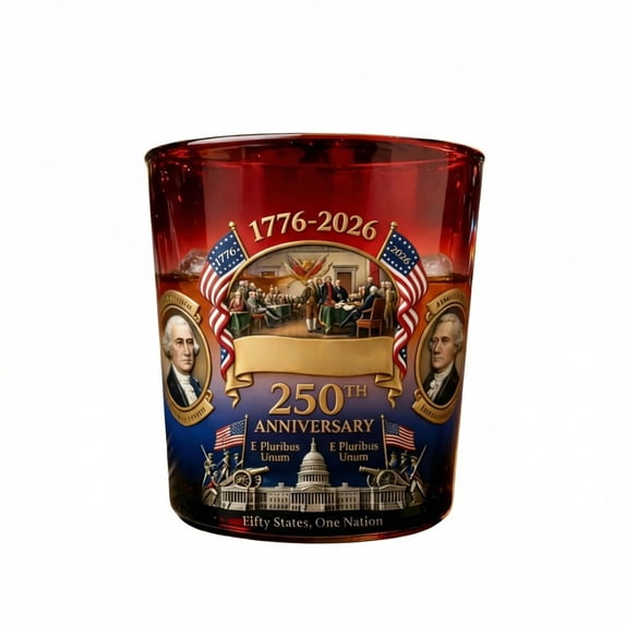 U.S. 250th Anniversary Commemorative Whiskey Bottle, America 250th Anniversary “we the People” Heritage Whiskey Glass, 250 Anniversary Whiskey Bottle for Liquor Scotch Bourbon or Wine