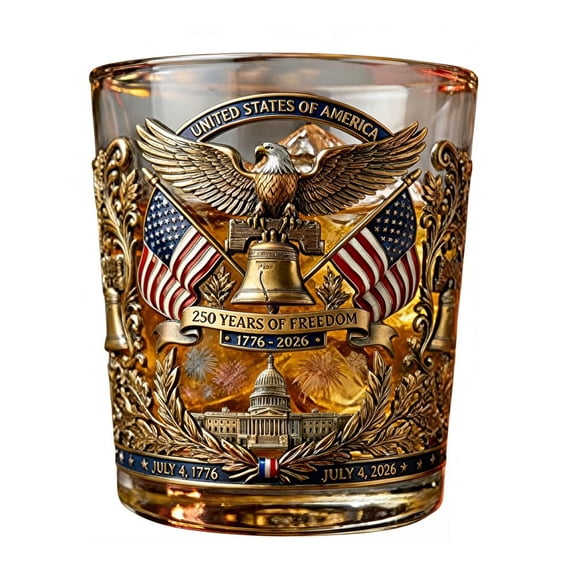 U.S. 250th Anniversary Commemorative Whiskey Bottle,Personal Reserve Whiskey Bottle for Liquor Bourbon Wine,Fathers Day Patriotic Gift, Glass Whiskeys Bottles for Home Decor