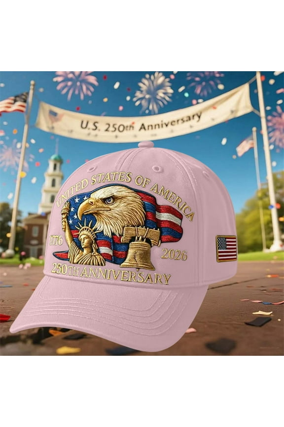 U.S. 250th Anniversary Eagle Baseball Cap, Adjustable Retro Washed Patriotic Hat, Tribute Bald Eagle Printed Cap for Men Women, Celebrate 1776 - 2026 American Freedom, Lotus Root Color