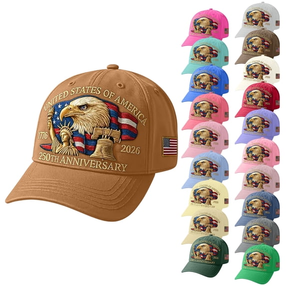U.S. 250th Anniversary Eagle Design Hat, Adjustable Retro Baseball Cap, Patriotic Tribute Style, Vintage Washed Cap for Men Women, Celebrate Americas 250 Years of Independence, Gray
