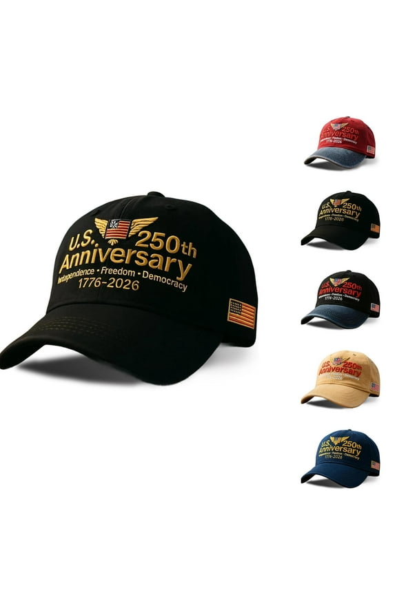 U.S. 250th Anniversary Hat, AdjUStable Retro Washed Baseball Cap, Army Tribute Edition, Patriotic Flag Design, Celebrate America 250, Made in U.S, Historic Gear, Black