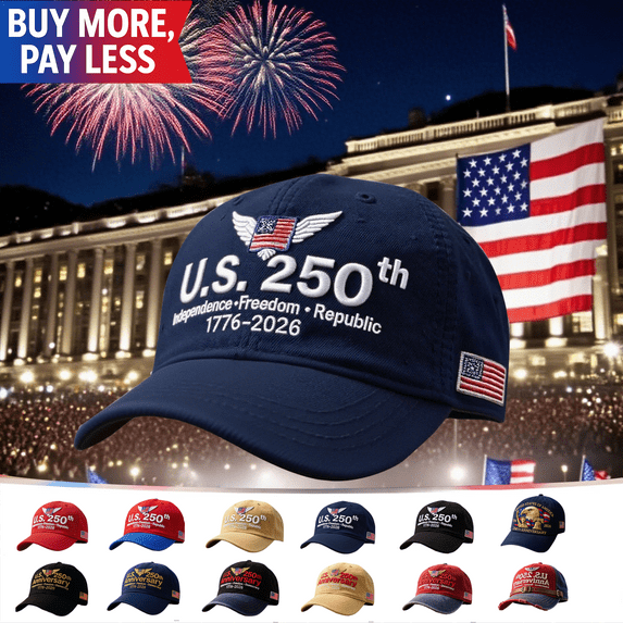 U.S. 250th Anniversary Hat Adjustable Vintage Washed Patriotic Baseball Cap with Flag, Perfect Souvenir and Gift for Celebrating America’s 250 Years