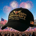 thumbnail image 1 of U.S. 250th Anniversary Hat, Retro Washed Adjustable Patriotic Cap, Army-Inspired Edition, Celebrate 250 Years of U.S. Heritage, Black, 1 of 8