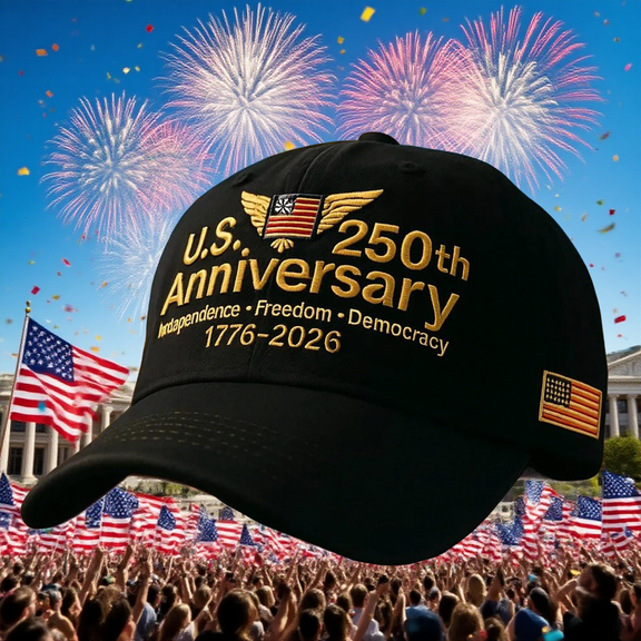 U.S. 250th Anniversary Hat, Retro Washed Adjustable Patriotic Cap, Army-Inspired Edition, Celebrate 250 Years of U.S. Heritage, Black