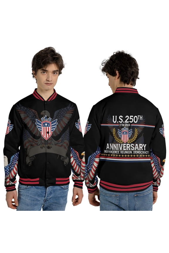 U.S. 250th Anniversary Jacket, Patriotic American Eagle 1776-2026 Outerwear - USA Flag Independence Day Semiquincentennial Jacket