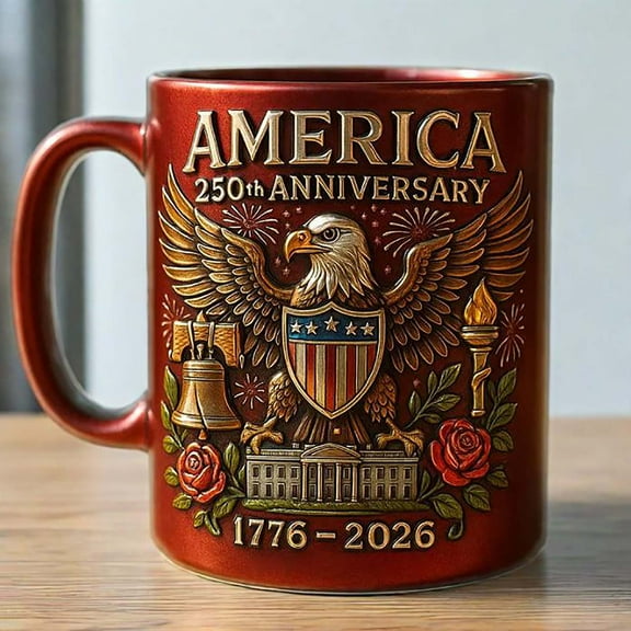 U.S. 250th Anniversary Mug 1776-2026, 11oz Military Theme Ceramic Commemorative Coffee Cup, Large Capacity Heat-Resistant Mug for Graduation, Anniversaries, Gifts for Military Lovers