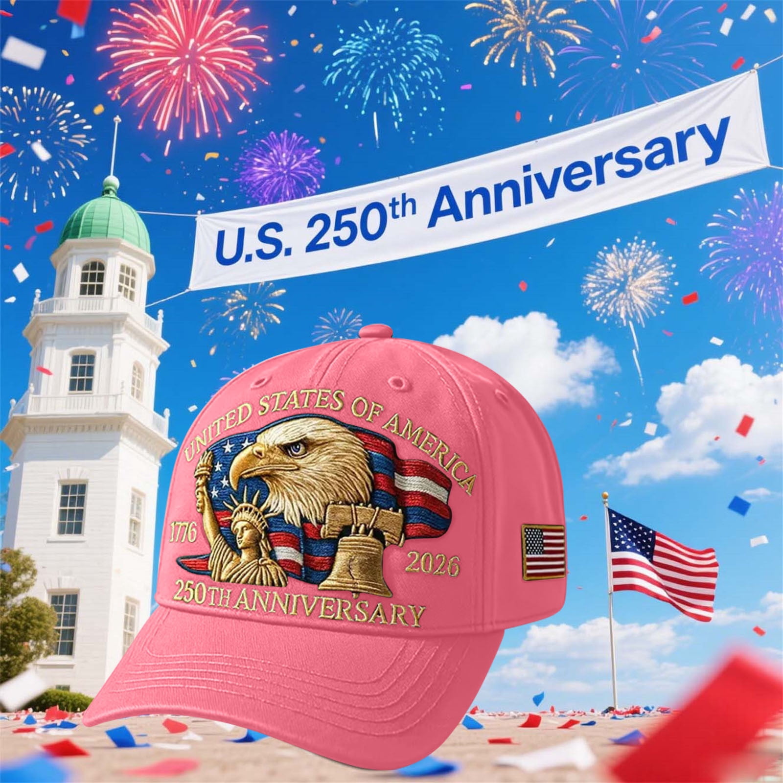 U.S. 250th Anniversary Patriotic Baseball Hat, Eagle 