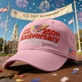 thumbnail image 1 of U.S 250th Anniversary Retro Washed Baseball Cap, Adjustable U.S. 250th Anniversary Tribute Hat, Patriotic Duckbill Cap, Made in USA, Celebrate 250 Years of American Freedom, 1 of 4