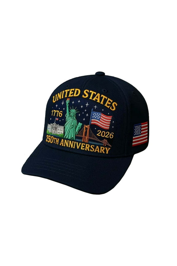 U.S. 250th Anniversary Retro Washed Cap, Adjustable U.S. 250th Anniversary Tribute Hat, Patriotic Cap(Blue)