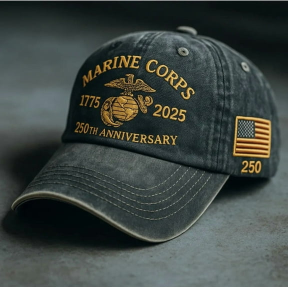 U.S.250th Anniversary Commemorative Baseball Cap, Embroidered Marine Corps/Army Logo, Retro Style, Adjustable Outdoor Hat