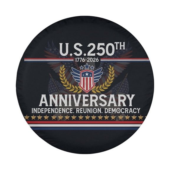 U.S. 250th Anniversary Spare Tire Cover, American Independence 1776–2026 Tire Cover, USA Patriotic Car Accessory