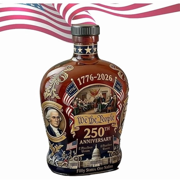U.S. 250th Anniversary “We The People” Whiskey Bottle, 250 Anniversary Whiskey Bottle, Heritage Whiskey Glasses for Liquor Scotch Bourbon or Wine, Father's Day Patriotic Gift