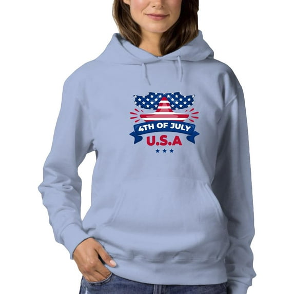 U.S.A 4Th Of July Hoodie Women -Image by Shutterstock, Female Large