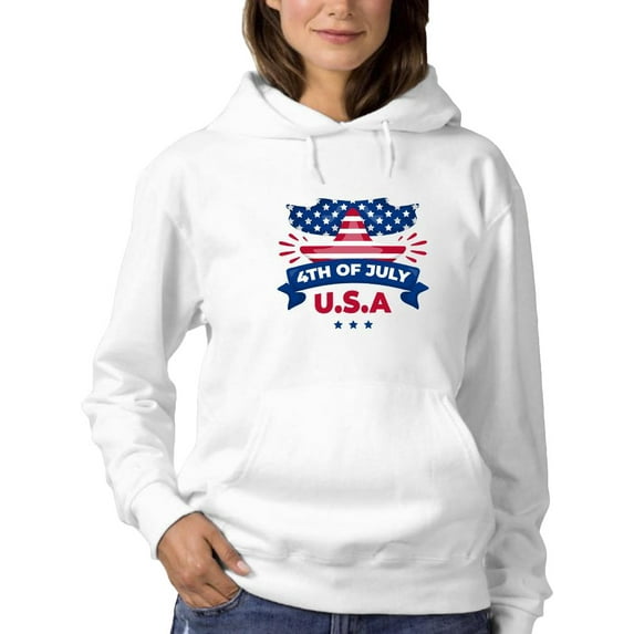 U.S.A 4Th Of July Hoodie Women -Image by Shutterstock, Female x-Large