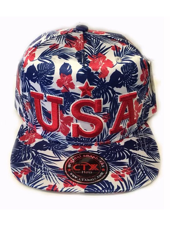 U.S.A. Bright Flower Pattern Cap Hat