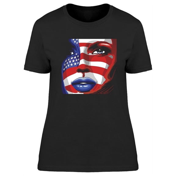 U S A Face Paint  T-Shirt Women -Image by Shutterstock, Female XX-Large