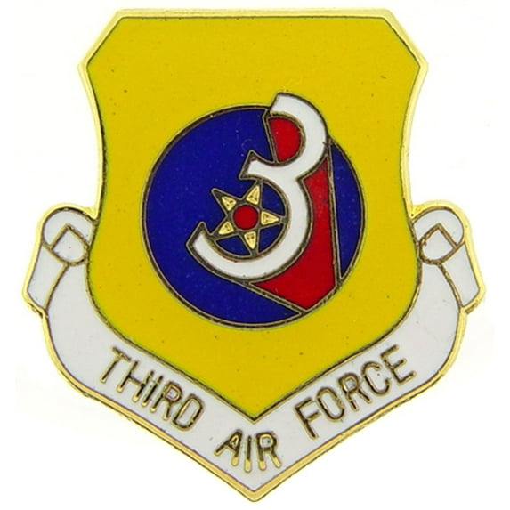 U.S. AIR FORCE, 3rd Air Force SHIELD - Original Artwork, Expertly Designed PIN - 1"