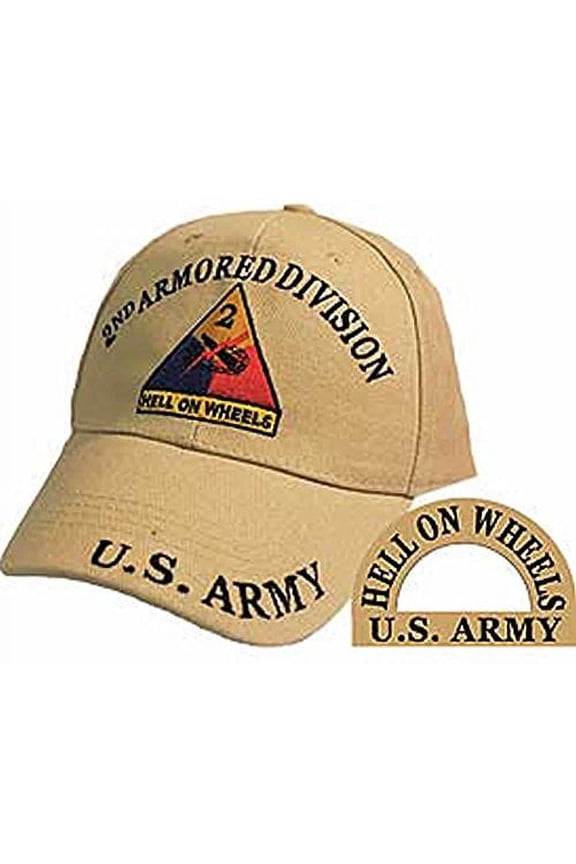 U.S. ARMY 2ND ARMORED DIVISION HELL ON WHEELS Direct Embroidered Hat - Color - Veteran Owned Business