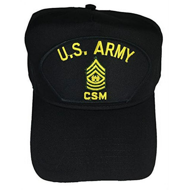 U S ARMY CSM with COMMAND SERGEANT MAJOR RANK INSIGNIA HAT - Black ...