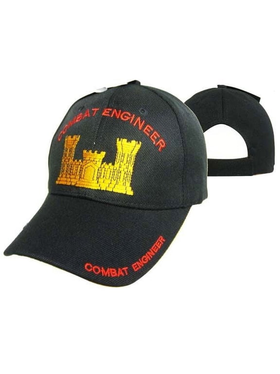 U.S. ARMY ENGINEER MILITARY CAP ARMY COMBAT ENGINEER HAT BLACK LICENSED